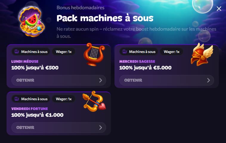 Aphrodite Casino boost hebdomadaire