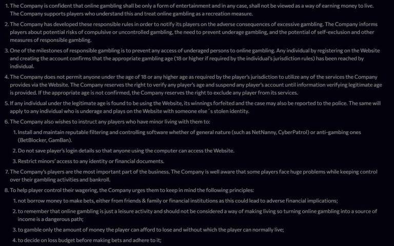 Aphrodite Casino jeu responsable