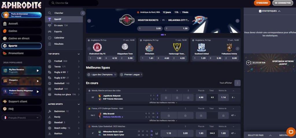 Aphrodite Casino paris sportifs